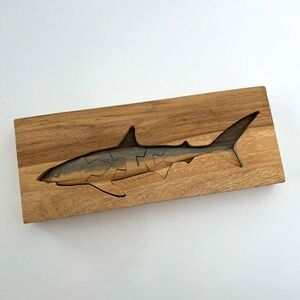 Handmade Wood Shark Puzzle Shelf Decor